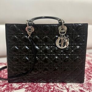 Lady Dior Bag Cannage Black Quilted Handbag
